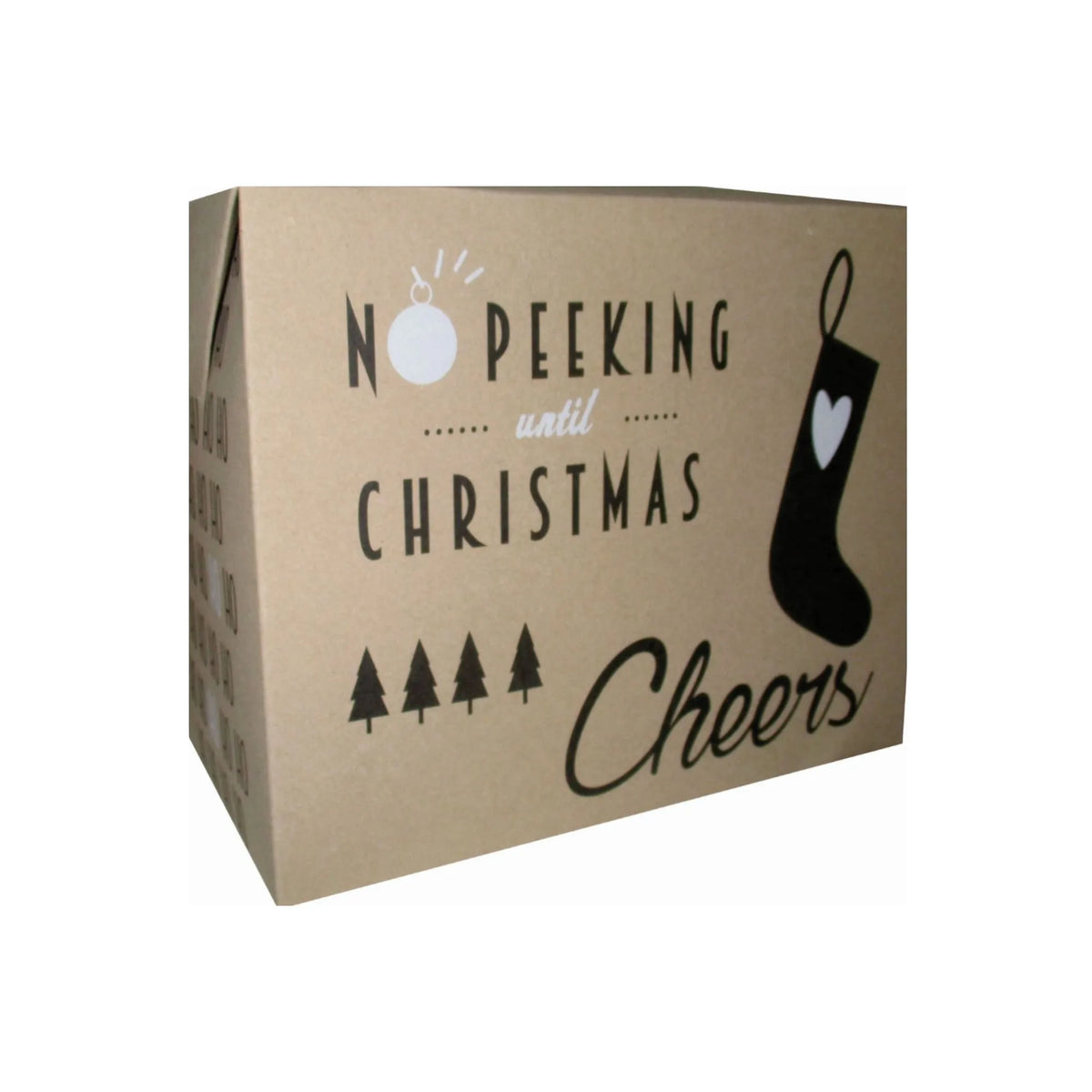 caja para regalo kraft navideña etras negras cheers