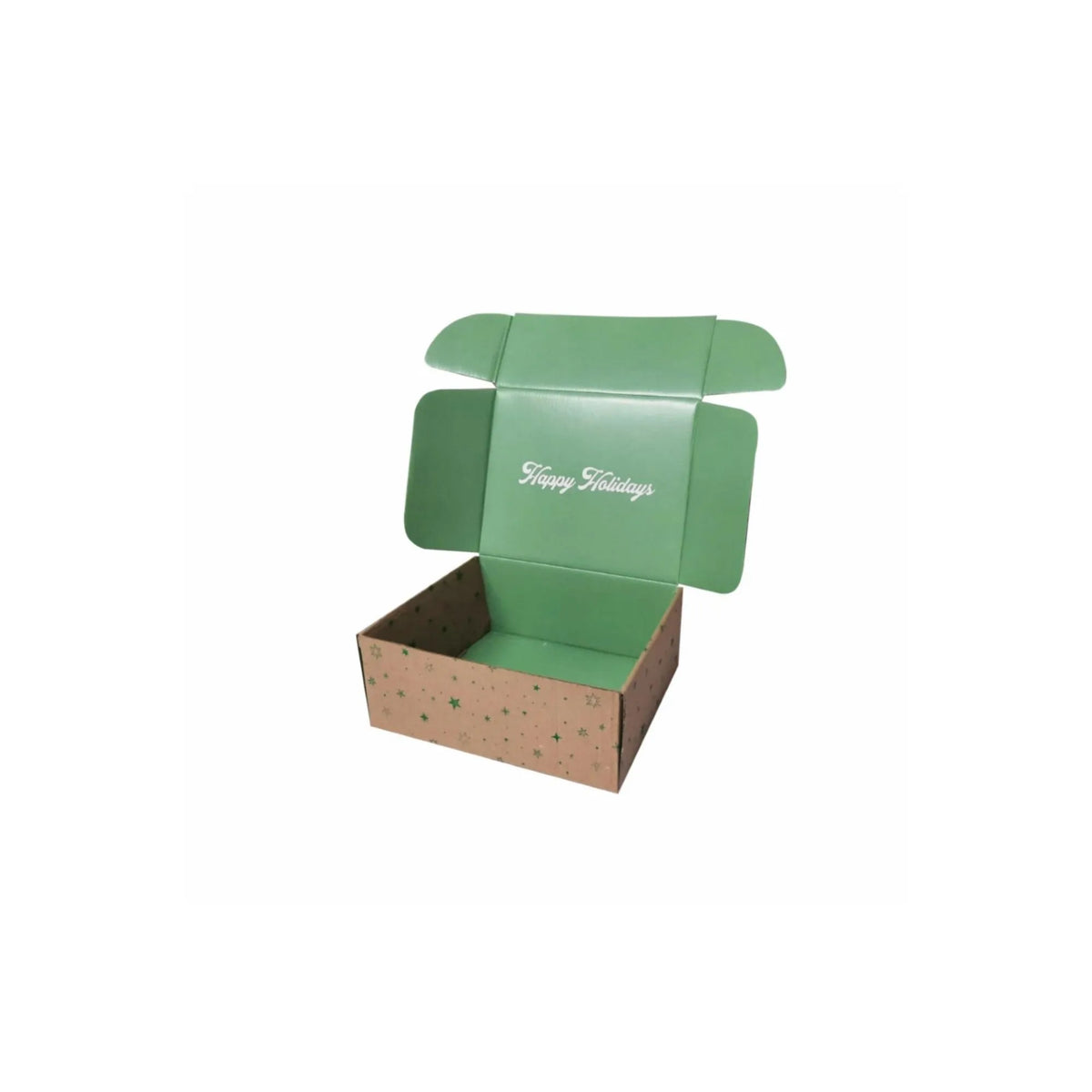 caja para regalo interior verde navideña happy holidays