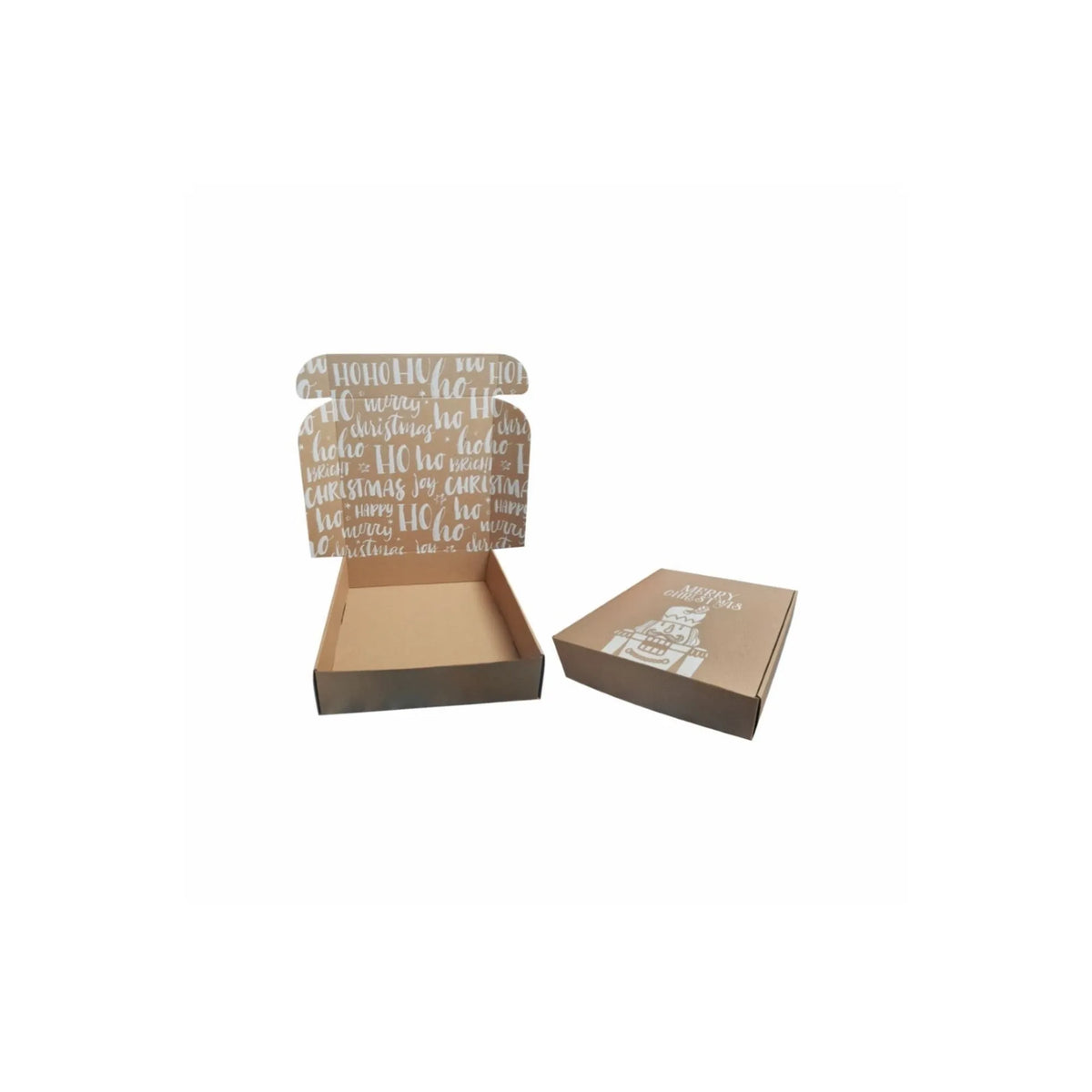 caja para regalo tipo maletin kraft navideño ho ho ho