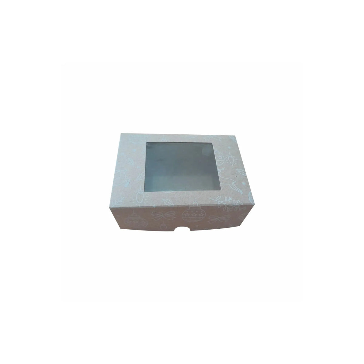 caja para postres con ventana navideña esferas