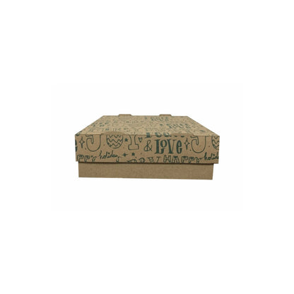 caja para regalo navideña kraft letras verdes