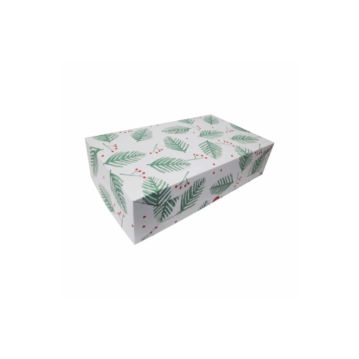 caja para regalo navideña hojas verdes 