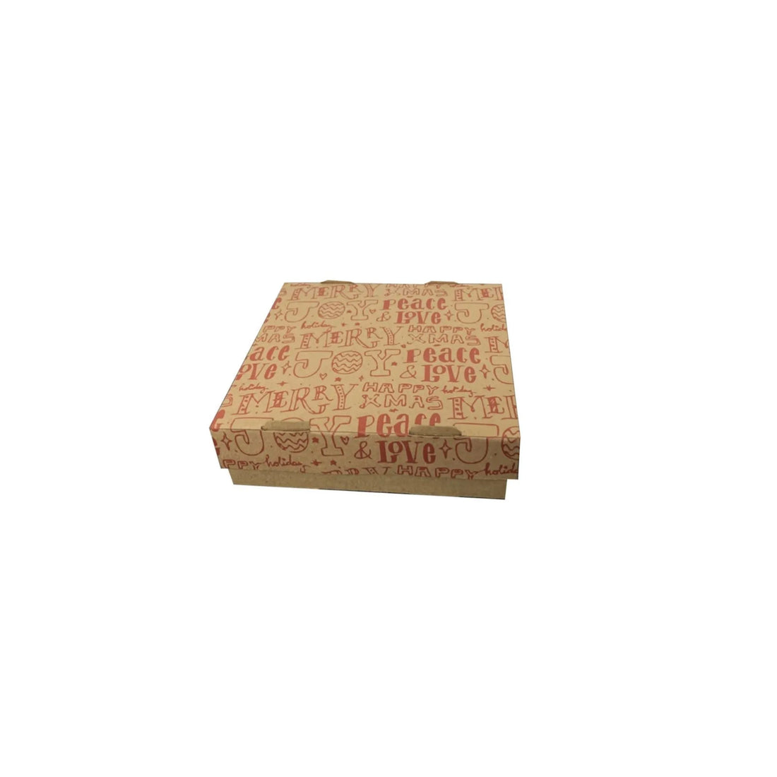 caja para regalo navideño kraft letras rojas 