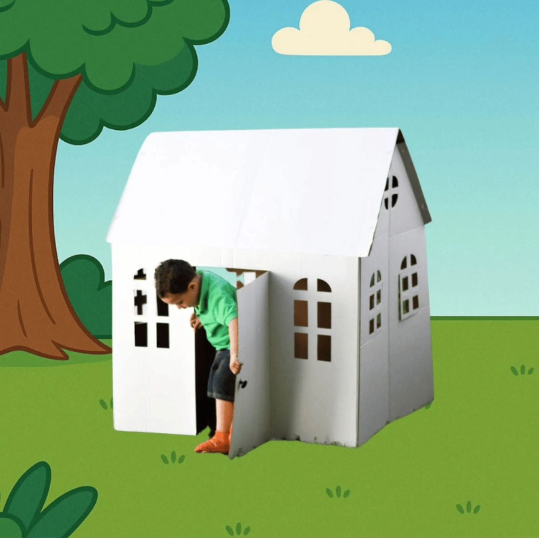casita de carton blanca 